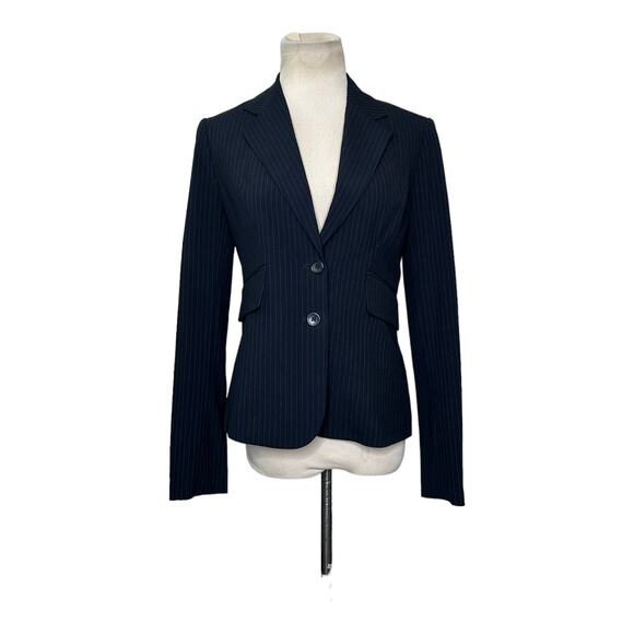 The Limited black pinstriped long sleeves 2 buttoned lined blazer size 0 - Picture 10 of 12